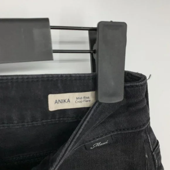 Mavi Jeans Black Anika Mid Rise Crop Flare Raw Hem NWT - Picture 3 of 11